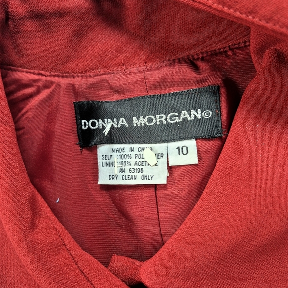 Vintage Donna Morgan Red Skirt Suit Set Business Career Casual Size 10 - Picture 2 of 16
